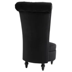 HOMCOM High Back Accent Chair, Upholstered Armless Chair, Retro Button-Tufted Royal Design With Thick Padding And Rubberwood Leg, Black -Homcom Shop GUEST 0040f46e 7179 45e0 8d15 c5cca37eef65