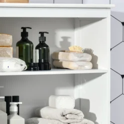 HOMCOM 63" Small Buffet With Hutch, 4-Door Kitchen Pantry, Freestanding Storage Cabinet With Adjustable Shelf For Dining Room, Living Room, White -Homcom Shop GUEST 00a7d090 8384 472c 8f8b 144f82a8b01f