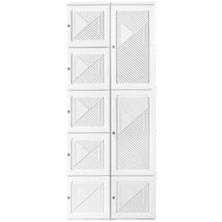 HOMCOM Portable Wardrobe Closet, Folding Bedroom Armoire, Clothes Storage Organizer With Cube Compartments, Hanging Rod, Magnet Doors, White -Homcom Shop GUEST 0167ff29 f04d 4eee a8c7 6b88398433f3