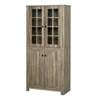 HOMCOM Freestanding Kitchen Pantry Storage With 2 Large Cabinets, 4 Shelves, Framed Glass Doors And Anti-Toppling Design 5 HOMCOM Freestanding Kitchen Pantry Storage With 2 Large Cabinets, 4 Shelves, Framed Glass Doors And Anti-Toppling Design - Image 3