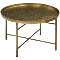 HOMCOM 24" Round Coffee Table With Hammered Tray Top, Vintage Metal Center Table For Living Room, Bedroom, Side Table 16 HOMCOM 24" Round Coffee Table With Hammered Tray Top, Vintage Metal Center Table For Living Room, Bedroom, Side Table -Homcom Shop GUEST 06407238 50e6 48b0 90ab c942eb1daab4