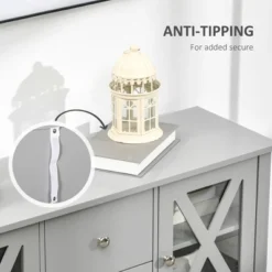 HOMCOM 70" Kitchen Buffet Hutch With 3-Tier Shelving, Freestanding Storage Pantry Cabinet With Adjustable Shelves, Countertop, Gray -Homcom Shop GUEST 06c00224 f752 42d6 b7f6 f416e4c2a6ee