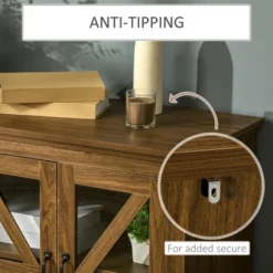 HOMCOM Rustic Kitchen Sideboard, Glass Door Buffet Cabinet, TV Stand With Adjustable Shelf For Dining Room, Natural -Homcom Shop GUEST 06ebb2e0 126b 4ca1 b9fc f236bdfa8845