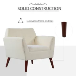 HOMCOM Traditional Living Room Chair, Armchair With Button Tufted Polygonal Straight Back, Single Sofa With Thick Padding -Homcom Shop GUEST 0889ab60 4219 4c05 af68 2407ad7d872a