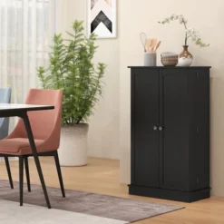 HOMCOM 41" Kitchen Pantry, 2-Door Kitchen Cabinet With 5-tier Storage Shelving, 12 Spice Racks And Adjustable Shelves For Dining Room