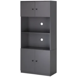 HOMCOM 71" Kitchen Buffet With Hutch, Pantry Storage Cabinet With Shelves, Open Microwave Countertop For Dining Room, Living Room, Gray -Homcom Shop GUEST 0ae4045d 5db3 466a 8c61 103098a97098