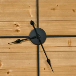 HOMCOM 36 Inch Large Wall Clock, Square Silent Non Ticking Metal Wood Farmhouse Roman Numeral Clocks Decor, Battery Operated, Black And Natural -Homcom Shop GUEST 0b265042 14c5 426c a654 3631726aea80