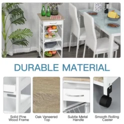 HOMCOM 32.25" Wooden Rolling Kitchen Storage Cart On 360° Swivel Wheels With Ample Storage Space & Solid Structure 12 HOMCOM 32.25" Wooden Rolling Kitchen Storage Cart On 360° Swivel Wheels With Ample Storage Space & Solid Structure -Homcom Shop GUEST 0c96c5eb 18ba 41e5 8a24 4eb193e557d1