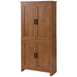 HOMCOM 64" 4-Door Kitchen Pantry, Freestanding Storage Cabinet With 3 Adjustable Shelves For Kitchen, Dining Or Living Room, Oak -Homcom Shop GUEST 0cb694bf 9725 41d3 865d c2b01dba4677