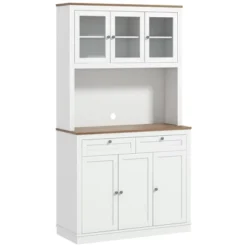 HOMCOM 71" Tall Kitchen Pantry Storage Cabinet With 2 Drawers, Microwave Cabinet With Adjustable Shelves And Glass Doors, White -Homcom Shop GUEST 0e575de2 4d02 4d81 9859 f249c30021bc