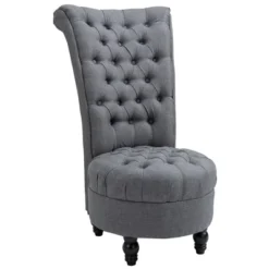 HOMCOM Retro High Back Armless Royal Accent Chair Fabric Upholstered Tufted Seat For Living Room, Dining Room And Bedroom -Homcom Shop GUEST 0f406c3a b5eb 4568 8a0d 4c9616093e4a