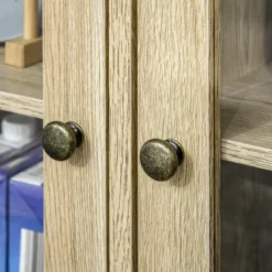 HOMCOM Rustic Farmhouse Sideboard, Buffet Cabinet With 2 Glass Doors, Adjustable Shelves And 2 Drawers For Kitchen, Living Room, Oak -Homcom Shop GUEST 1029c1f8 b5e1 41ac a0ea dac82ac6578b