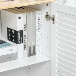 HOMCOM Storage Cabinet Kitchen Sideboard With Louvered Doors, Freestanding Floor Cabinet For Living Room, Hallway, White -Homcom Shop GUEST 1072dd63 470b 4f0e 9209 f199bd6ac2a3