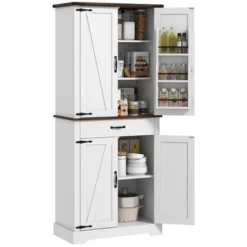 HOMCOM Tall Kitchen Pantry Cabinet, Farmhouse Storage Cabinet With Barn Doors, 6 Door Shelves, Drawer, Adjustable Shelves, Freestanding Cupboard 13 HOMCOM Tall Kitchen Pantry Cabinet, Farmhouse Storage Cabinet With Barn Doors, 6 Door Shelves, Drawer, Adjustable Shelves, Freestanding Cupboard -Homcom Shop GUEST 108b3b1a eb6d 497e af14 f8ce078b8589