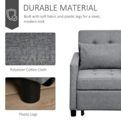 HOMCOM Convertible Sofa Lounger Chair Bed Multi-Functional Sleeper Recliner With Tufted Upholstered Fabric, Adjustable Angle Backrest, Pillow, Gray 9 HOMCOM Convertible Sofa Lounger Chair Bed Multi-Functional Sleeper Recliner With Tufted Upholstered Fabric, Adjustable Angle Backrest, Pillow, Gray -Homcom Shop GUEST 10e87986 b3f1 48a5 a492 ae03dec4c393