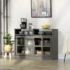 HOMCOM Modern Sideboard With Shelves, Buffet Cabinet With Storage Cabinets, Adjustable Shelf, Sliding Doors For Living Room, Kitchen, Dark Grey