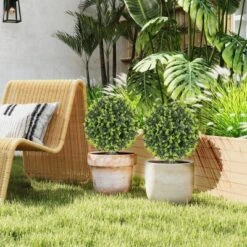 HOMCOM 2 Pack 1.3ft Artificial Eucalyptus Topiary Ball With Ground Stake, Indoor Outdoor Faux Greenery, Faux Plants For Garden, Porch 10 HOMCOM 2 Pack 1.3ft Artificial Eucalyptus Topiary Ball With Ground Stake, Indoor Outdoor Faux Greenery, Faux Plants For Garden, Porch -Homcom Shop GUEST 128fdbc9 d447 440e 9021 eeae71c23d08