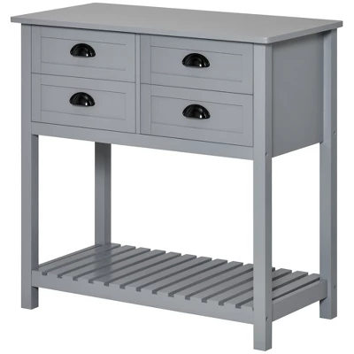 HOMCOM Sideboard Buffet Cabinet, Storage Serving Console Table With 4 Drawers And Slatted Bottom Shelf For Kitchen, Living Room 5 HOMCOM Sideboard Buffet Cabinet, Storage Serving Console Table With 4 Drawers And Slatted Bottom Shelf For Kitchen, Living Room - Image 3