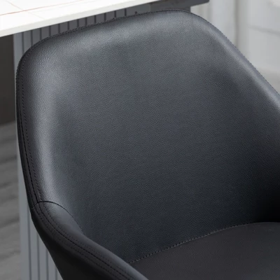 HOMCOM Adjustable Bar Stools Set Of 2, Swivel Barstools With Footrest And Back, PU Leather And Steel Round Base, For Kitchen Counter, Black 6 HOMCOM Adjustable Bar Stools Set Of 2, Swivel Barstools With Footrest And Back, PU Leather And Steel Round Base, For Kitchen Counter, Black - Image 4