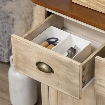 HOMCOM Sideboard Buffet Cabinet With Storage Drawers Adjustable Shelves Countertop Dining Room Cabinet Kitchen Buffet Living Room Furniture Natural 6 HOMCOM Sideboard Buffet Cabinet With Storage Drawers Adjustable Shelves Countertop Dining Room Cabinet Kitchen Buffet Living Room Furniture Natural - Image 4