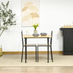HOMCOM Industrial 3-Piece Dining Table Set, Square Kitchen Table With 2 Chairs For Dorms, Apartments, Studios, Bamboo Wood Grain 10 HOMCOM Industrial 3-Piece Dining Table Set, Square Kitchen Table With 2 Chairs For Dorms, Apartments, Studios, Bamboo Wood Grain -Homcom Shop GUEST 155547c4 f336 48f3 9376 1f4b3c8a9a75