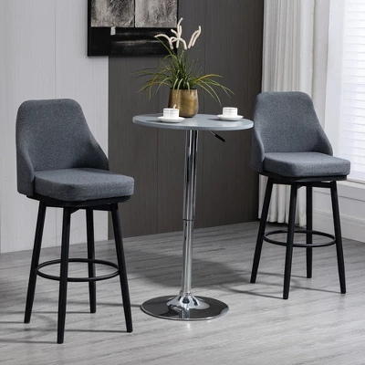 HOMCOM Extra Tall Bar Stools Set Of 2, Modern 360° Swivel Barstools, Dining Room Chairs With Steel Legs And Footrest 4 HOMCOM Extra Tall Bar Stools Set Of 2, Modern 360° Swivel Barstools, Dining Room Chairs With Steel Legs And Footrest - Image 2
