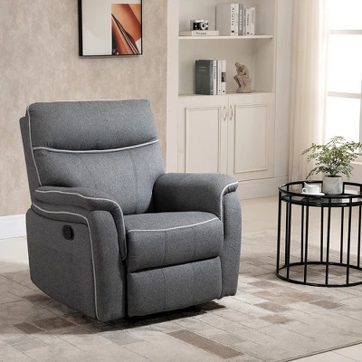 HOMCOM Manual Recliner Armchair With Thick Padded Headrest, Back And Footrest And Adjustable 150 Degree Angle, Gray 3 HOMCOM Manual Recliner Armchair With Thick Padded Headrest, Back And Footrest And Adjustable 150 Degree Angle, Gray