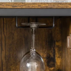 HOMCOM Industrial Wine Rack For 9 Bottles, Retro Liquor Cabinet With Glass Holders, Mesh Doors, And Storage Shelf For Home Bar, Dining Room, Brown -Homcom Shop GUEST 1a15b50e b60c 4dc7 a0ca ca9d7051bda1