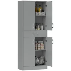 HOMCOM 70.75" Kitchen Pantry Cabinet W/ Drawer And Adjustable Shelf, Freestanding Tall Storage Cabinet W/ 2 Double Doors, Gray -Homcom Shop GUEST 1a690813 6319 479d afd0 e1721b97e570