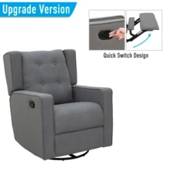 HOMCOM Wingback Recliner Chair Manual Rocking Sofa 360° Swivel Glider With Button Tufted, Padded Seat, Single Home Theater Seating For Living Room Bedroom -Homcom Shop GUEST 1a985d7d 2920 4f4b a491 f6bb34d5593a
