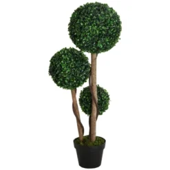 HOMCOM 35.5" Artificial Plant For Home Decor Indoor & Outdoor Fake Plant Artificial Tree In Pot, Ball Boxwood Topiary Tree -Homcom Shop GUEST 1ae2a353 ab85 45f1 b437 fa44817cd704