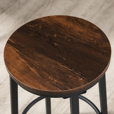 HOMCOM Industrial 5-Piece Bar Table And Chairs Set, Space Saving Dining Table With 4 Stools For Pub And Kitchen, Brown 6 HOMCOM Industrial 5-Piece Bar Table And Chairs Set, Space Saving Dining Table With 4 Stools For Pub And Kitchen, Brown - Image 4