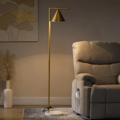 HOMCOM Modern Floor Lamps For Living Room Lighting, Adjustable Standing Lamp For Bedroom Lighting, Gold 4 HOMCOM Modern Floor Lamps For Living Room Lighting, Adjustable Standing Lamp For Bedroom Lighting, Gold - Image 2