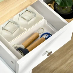 HOMCOM Modern Sideboard With Drawers, Buffet Table With Storage Cabinets, Rubberwood Top And Adjustable Shelves For Living Room, Kitchen, White -Homcom Shop GUEST 1c4588db b596 4016 8764 13661600e717