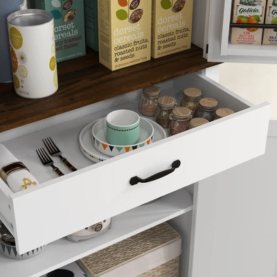 HOMCOM Tall Kitchen Pantry Cabinet, Farmhouse Storage Cabinet With Barn Doors, 6 Door Shelves, Drawer, Adjustable Shelves, Freestanding Cupboard 7 HOMCOM Tall Kitchen Pantry Cabinet, Farmhouse Storage Cabinet With Barn Doors, 6 Door Shelves, Drawer, Adjustable Shelves, Freestanding Cupboard - Image 5