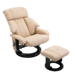 HOMCOM Recliner With Ottoman Footrest, Recliner Chair With Vibration Massage, Faux Leather And Swivel Wood Base For Living Room And Bedroom -Homcom Shop GUEST 1e0ca9c0 2fb2 44f4 8ca2 718522bbbbb6