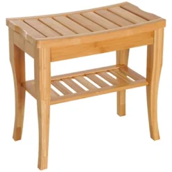 HOMCOM Long Bamboo Shower Bench Seat, 20" Wooden Spa Shower Stool With Underneath Storage Shelf Shoe Organizer 11 HOMCOM Long Bamboo Shower Bench Seat, 20" Wooden Spa Shower Stool With Underneath Storage Shelf Shoe Organizer -Homcom Shop GUEST 1e575988 ae3a 4e6c b7bf db8c2b3f983f