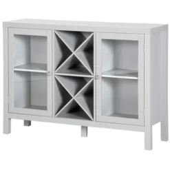 HOMCOM Modern Kitchen Sideboard, Buffet Table With Removable Wine Rack, Glass Door Cabinet And Shelves For Living Room, Kitchen, Entryway, Gray -Homcom Shop GUEST 1e6c136e 2bc2 4a88 b3b7 28e2b9f7d307