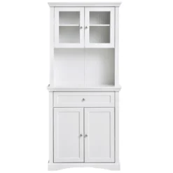 HOMCOM 71" Traditional Freestanding Kitchen Buffet With Hutch, Pantry Cabinet With 4 Doors, 3-Level Adjustable Shelves, And 1 Drawer, White -Homcom Shop GUEST 1ea84e12 f1c7 4707 9b0a 79339bf588d7