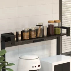 HOMCOM Kitchen Bakers Rack With Power Outlet And LED Lights, Microwave Stand, Coffee Bar With Metal Basket, Multiple Shelves And Glass Holders -Homcom Shop GUEST 1faee4b6 0d13 4664 a1ff 03c48fed273c