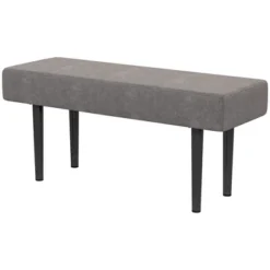 HOMCOM 39.25" End Of Bed Bench, Upholstered Entryway Bench With Steel Legs, Bedroom Bench, Gray -Homcom Shop GUEST 1ffa14eb d793 433e 9345 fd22212a063d