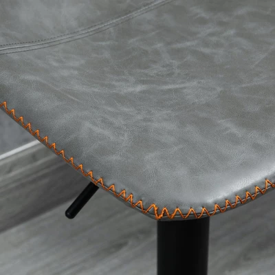 HOMCOM Adjustable Bar Stools Set Of 4, Swivel Bar Height Chairs Barstools Padded With Back For Kitchen, Counter, And Home Bar, Gray 7 HOMCOM Adjustable Bar Stools Set Of 4, Swivel Bar Height Chairs Barstools Padded With Back For Kitchen, Counter, And Home Bar, Gray - Image 5