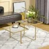 HOMCOM 38" Modern Tempered Glass Coffee Table, Side Table With 2 Tabletops For Living Room, Office, Bedroom, Gold 2 HOMCOM 38" Modern Tempered Glass Coffee Table, Side Table With 2 Tabletops For Living Room, Office, Bedroom, Gold -Homcom Shop GUEST 214c1b9e a05b 4631 812d 7ef552518445