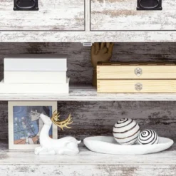 HOMCOM Rustic Storage Cabinet Sideboard With 2 Drawers And 2 Cupboard, Distressed White -Homcom Shop GUEST 21aac6bd 0f42 41cd 8640 2a5f09f14cae