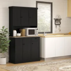 HOMCOM Buffet With Hutch, Kitchen Pantry Storage Cabinet With Microwave Oven Countertop, Drawer, And Cupboards