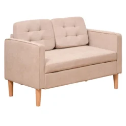 HOMCOM Modern 2-Seater Loveseat Button-Tufted Fabric Couch With Storage Chest, Cushions And Rubberwood Legs For Living Room -Homcom Shop GUEST 26792b1e c395 426b 807d cdbaea6ccd42