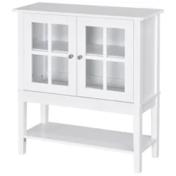 HOMCOM Kitchen Credenza & Sideboard Buffet Cabinet With 2 Glass Doors & Storage Shelves -Homcom Shop GUEST 27fd67c6 b20f 41cb 8a99 163a8682c2bf