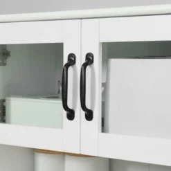 HOMCOM Freestanding Kitchen Pantry, 4-Door Buffet Cabinet With Hutch, Coffee Bar With Adjustable Shelves, 63.5 Inches, White -Homcom Shop GUEST 280f6d6f 7549 46dc 9872 58e221f9506c