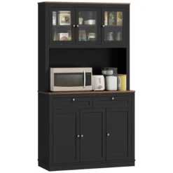 HOMCOM 71" Tall Kitchen Pantry Storage Cabinet With 2 Drawers, Microwave Cabinet With Adjustable Shelves And Glass Doors, Black 13 HOMCOM 71" Tall Kitchen Pantry Storage Cabinet With 2 Drawers, Microwave Cabinet With Adjustable Shelves And Glass Doors, Black -Homcom Shop GUEST 2835af51 bf14 41e6 b1a7 cb26dacfc686