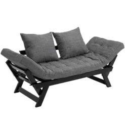 HOMCOM Single Person 3 Position Convertible Chaise Lounger Sofa Bed With 2 Large Pillows And Oak Frame -Homcom Shop GUEST 28ad0994 ced0 4988 a3bb e264d0b6b204
